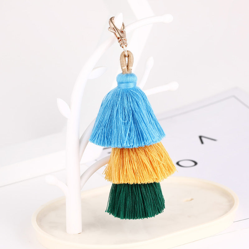 Wholesale Bohemian Tassel Cotton Thread Keychains